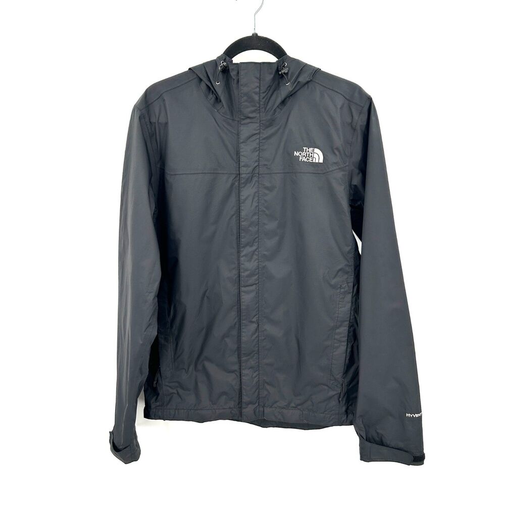 THE NORTH FACE Men's HyVent 2.5L Waterproof Hooded Light Rain Jacket Black Small